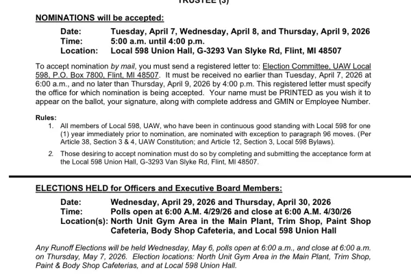 Notice of nomination and election Executive Board
